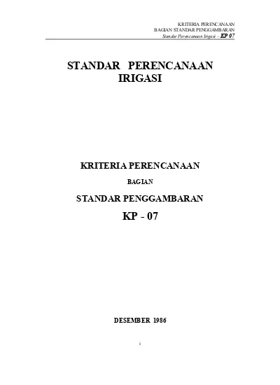 KRITERIA PERENCANAAN BAGIAN STANDAR PENGGAMBARAN Standar Perencanaan ...