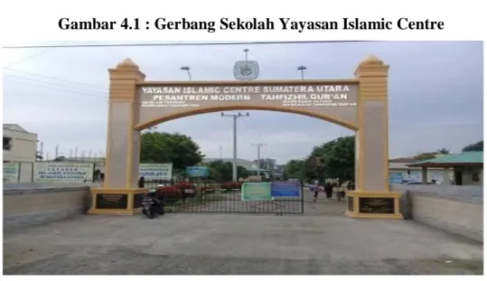 Gambar 4.1 : Gerbang Sekolah Yayasan Islamic Centre 