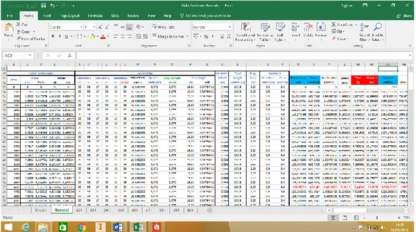 Gambar 3.6 Perhitungan Akselerasi, Kecepatan dan jarak  menggunakan Microsoft Office Excel 2016