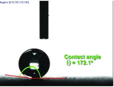 Gambar 2.5 Sebuah mikroliter bentuk air hampir bola yang  sempurna di permukaan lapisan ini