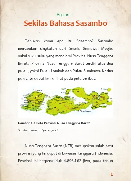 Gambar 1.1 Peta Provinsi Nusa Tenggara Barat