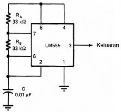 Gambar 2.18 Rangkaian  dasar astable multivibrator (Bahri, 2013). 