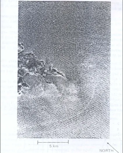 Figure 2.6: SAR image of waves diffracting (Tucker, 1991).  