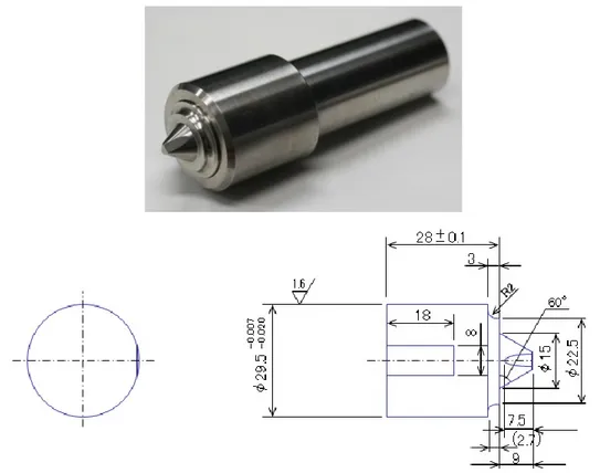 Figure 6.6. A photograph and the technical drawing of the tool used by Hitachi. [Hira- [Hira-no 2012] 