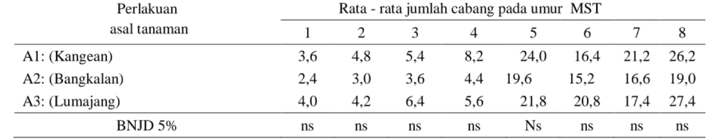 Tabel 5. Rata – rata bobot basah tanaman (g) pada perlakuan beda asal tanaman 