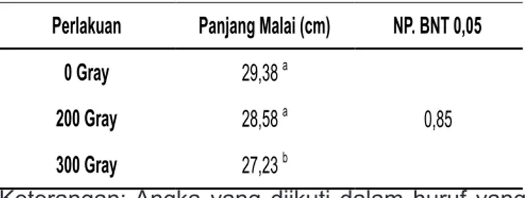 Tabel  3.    Rata-rata  panjang  malai  tanaman  (cm)    Ase Buluh pada berbagai Lethal Dosis