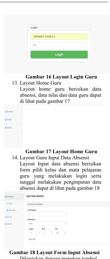 Gambar 14 Layout View Data Guru  11. Layout Admin  View Data Mata 