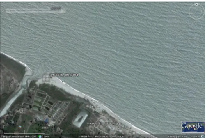 Gambar 3. Lokasi Pantai Pondok Permai  (Sumber : Google Earth, 2002) 