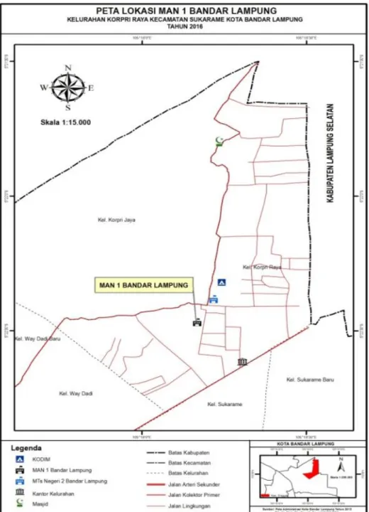 Gambar 1. Peta Lokasi MAN 1 BANDAR LAMPUNG 