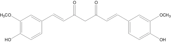 Gambar 1. 1,7-Bis-(4-hydroxy-3-methoxy-phenyl)-hepta-1,6-diene-3,5-dione atau kurkumin 