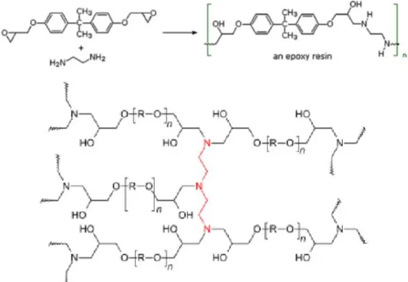 Gambar 2.1 Struktur Cured Epoxy dengan penguatnya 
