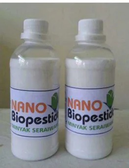 Gambar  2.  Nano  Pestisida  Serai  wangi,  Produksi  Balai  Penelitian  Tanaman  Obat  dan Aromatik serta Balai Besar Pascapanen Litbang Pertanian.