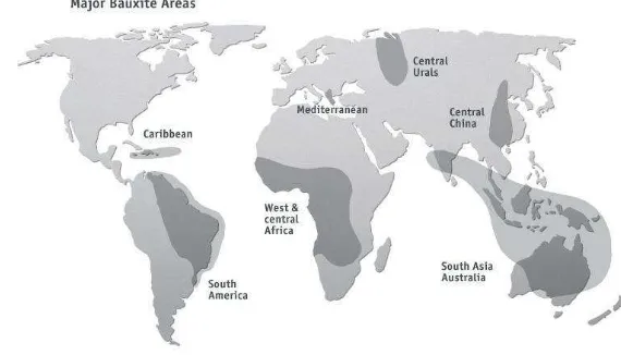 Gambar 1.3 : Peta Persebaran Bauksit Di Dunia