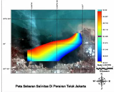 Gambar 4. Peta Distribusi Spasial Salinitas (ppm) di Perairan Teluk Jakarta 
