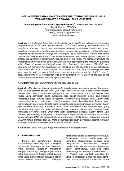 KERJA PEMBEBANAN DAN TEMPERATUR TERHADAP SUSUT UMUR TRANSFORMATOR ...