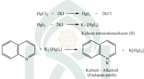 Gambar 2.10  Reaksi Senyawa Alkaloid dengan Pereaksi Mayer (Marliana, dkk., 2005: 27) 