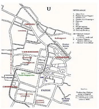 Gambar 5. Peta Topografi Pusat Kota Garut dan Tasikmalaya pada Abad Ke-20 Sumber: Ronald Gilbert Gill