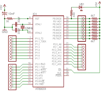 Gambar.3.4. Rangkaian Mikrokontroller AT89S51 