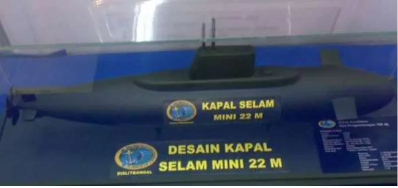 Gambar 1. Design Kapal selam  22 meter karya Dinas Penelitian dan Pengembangan TNI ALkerjasama dengan BPPT(Sumber militer.or.id, 28 November 2016) 