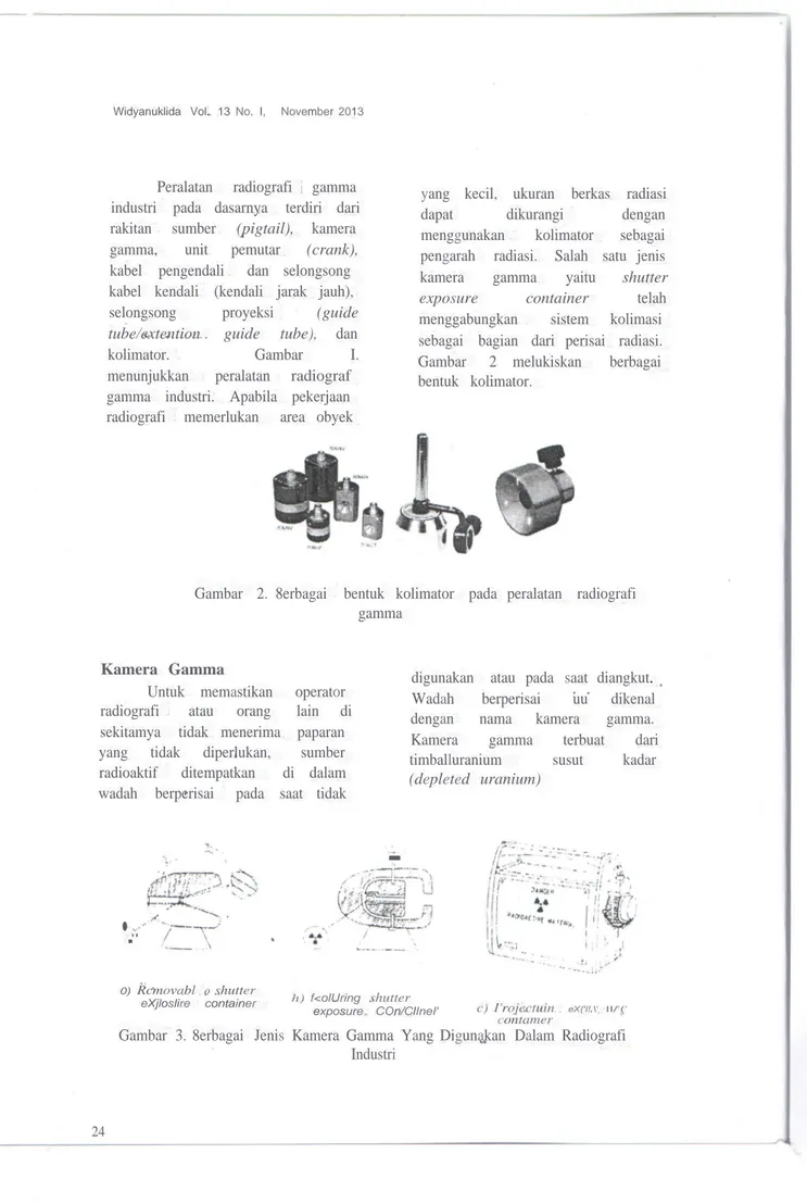 Gambar 2. 8erbagai bentuk kolimator pada peralatan radiografi gamma