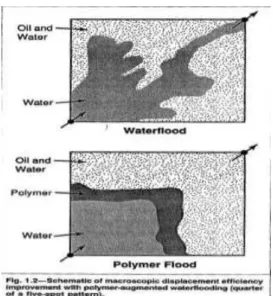 Gambar 1 Daerah penyapuan injeksi air danpolimer ('RQ : *UHHQ ³ (25   Hukum Darcy adalah persamaan yang mendefinisikan kemampuan suatu fluida mengali  rmelalui media berporisepertibatu