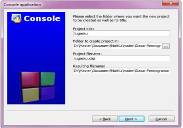 Gambar 12 Fill Project Title, Project Filename and Folder Destinatin 
