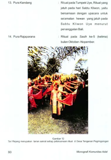TaGambar 12 ri Rejang merupakan tarian sakral setiap pelaksanaan ritual di Desa Tenganan Pegringsingan 