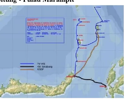 Gambar II. 5 Rute Pelayaran Bitung – Pulau Marampit KM Sabuk Nusantara 38 