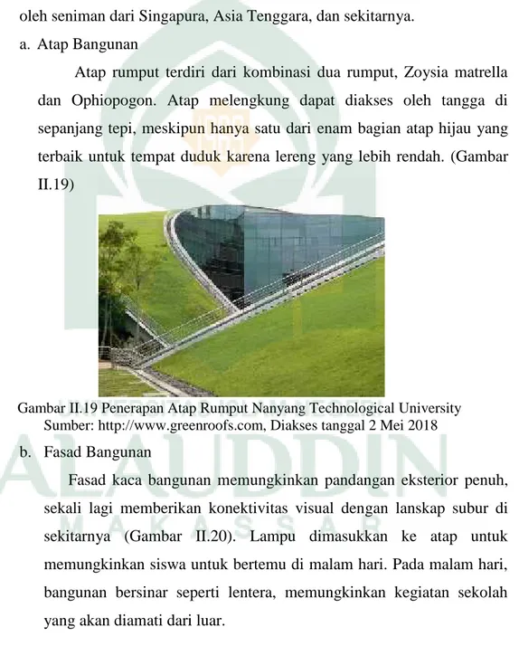 Gambar II.19 Penerapan Atap Rumput Nanyang Technological University Sumber: http://www.greenroofs.com, Diakses tanggal 2 Mei 2018 b