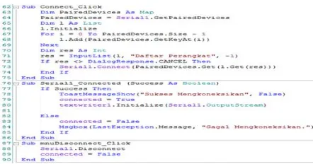 Gambar 6 List program b4a pengaktifan bluetooth 