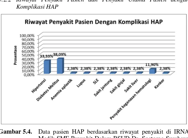 Gambar 5.4.  Data pasien HAP berdasarkan riwayat penyakit di IRNA 