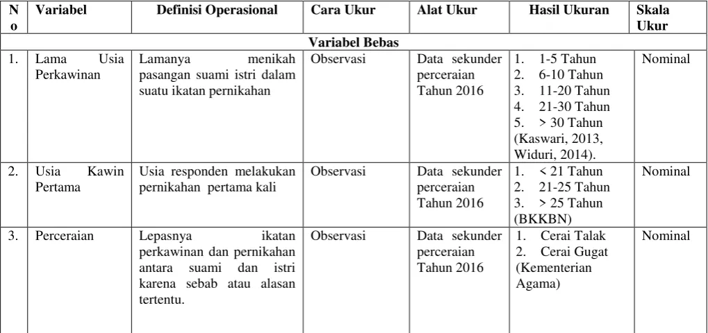Tabel 3.1 Definisi Operasional 