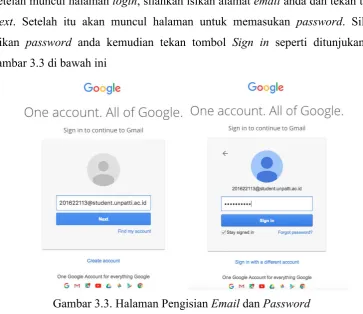 Gambar 3.3. Halaman Pengisian Email dan Password 