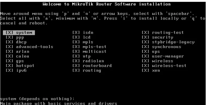 Gambar 4.2 Pemilihan Paket di Mikrotik 