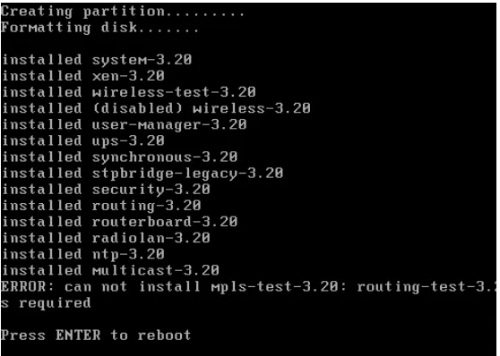 Gambar 5.6 Proses Instalasi Mikrotik 