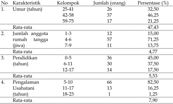 Tabel 1.   Karakteristik  petani  kelapa  sawit  di  Kabupaten  Mukomuko  tahun  2012 