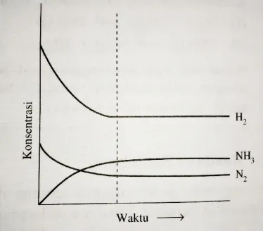 Gambar 5. Grafik perubahan laju reaksi terhadap waktu pada reaksi bolak-balik: 