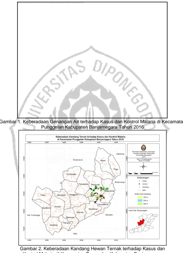 Gambar 1. Keberadaan Genangan Air terhadap Kasus dan Kontrol Malaria di Kecamatan  Punggelan Kabupaten Banjarnegara Tahun 2016 
