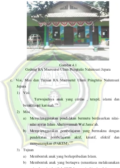 Gambar 4.1Gedung RA Mazroatul Ulum Pringtulis Nalumsari Jepara