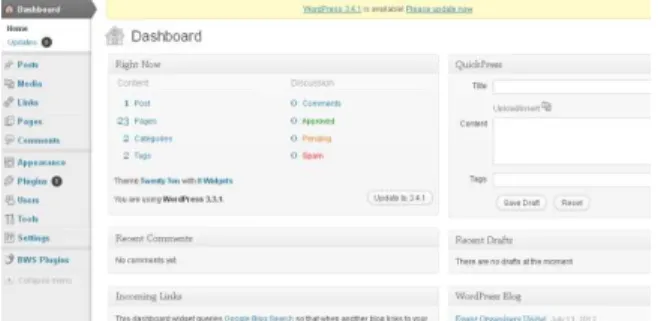 Gambar 1. Dashboard Wordpress  a.  Post 