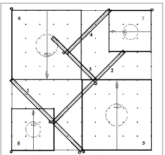 Gambar 5.  Contoh model rancangan motif batik (model-1 : komponen-1 s/d 4; model-2: komponen-1 s/d 5; model-3: komponen-1 s.d 6;  model-4: komponen-1 s/d 7; model-5 komponen-1 s/d 8) 