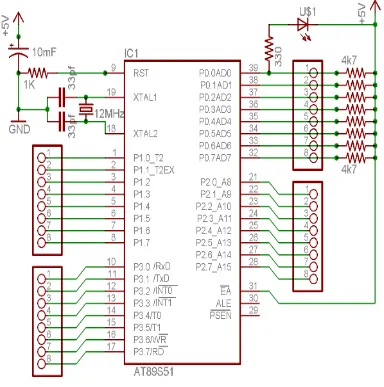 Gambar 3.1 Rangkaian mikrokontroler AT89S51 
