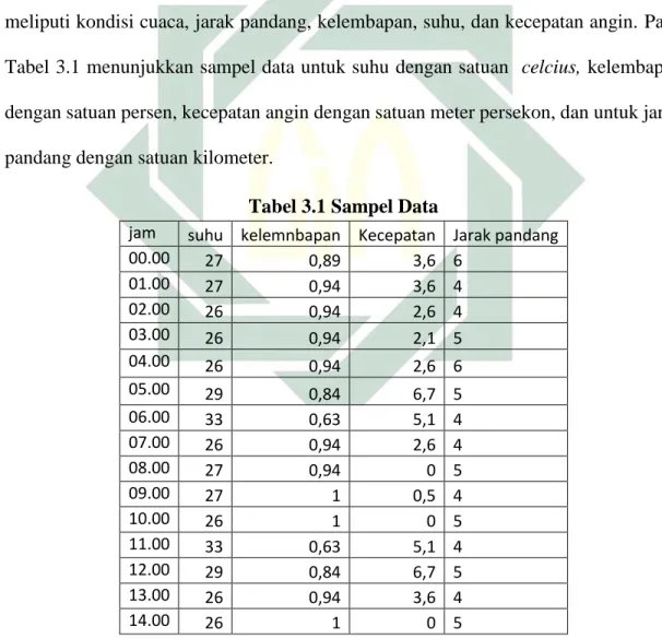 Tabel 3.1 Sampel Data 