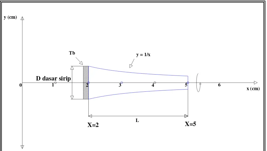 Gambar 1.2 Benda uji sirip 1 dengan nilai awal x=1 