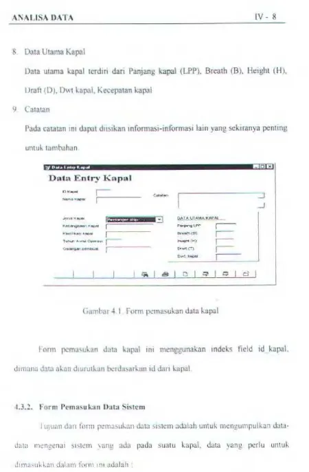 Gambar 4.1 fonn pcmasukan data kapal 