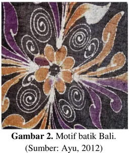 Gambar 1. Motif batik Bali bahan sarung.  (Sumber: Mira, 2014) 