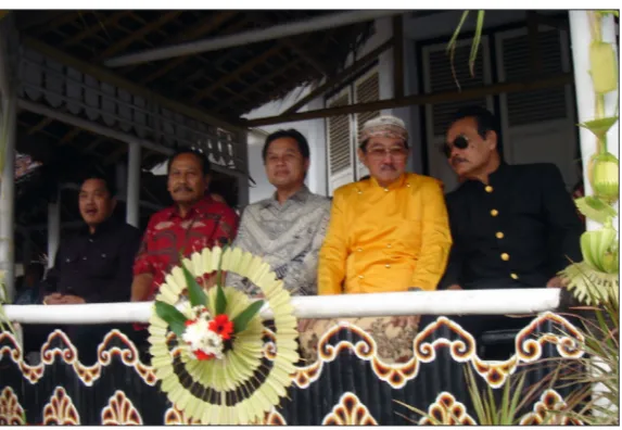 Figure 7. The Officials (Aang Suganda in red Batik, Untoro Drajat, and Djatikusumah – from left to right).