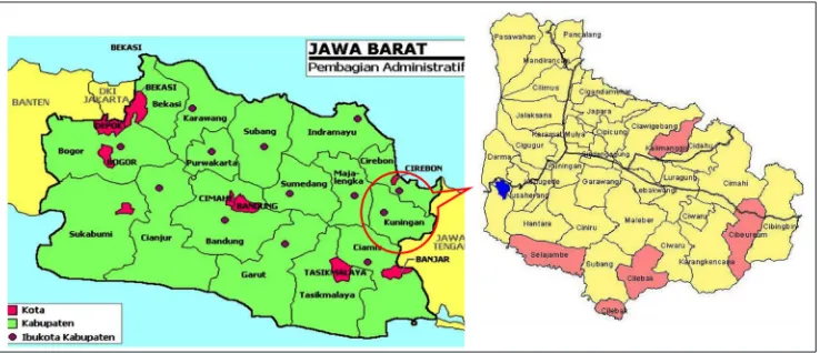 Figure 1. Map of the Province of West Java and the Kuningan Regency.5