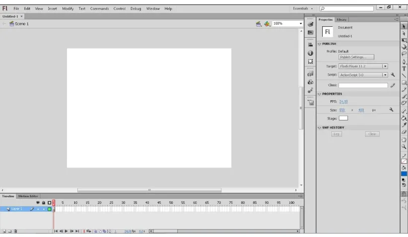 Gambar 2.7. Lembar Kerja Adobe Flash CS6 