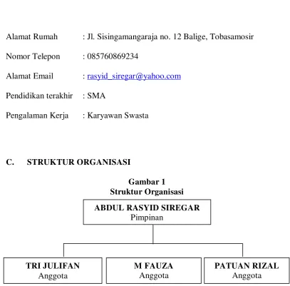 Gambar 1 Struktur Organisasi 